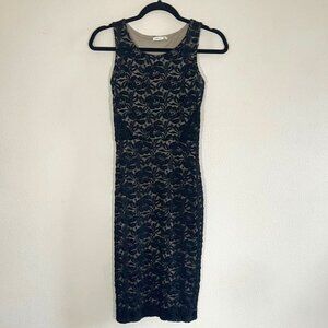 Lace Dress Black Cutouts Sleeveless LBD Midi S
